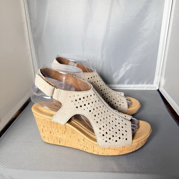 Rockport Shoes - ROCKPORT Women's Briah Perf Sling Wedge Sandals Beige Size 6M